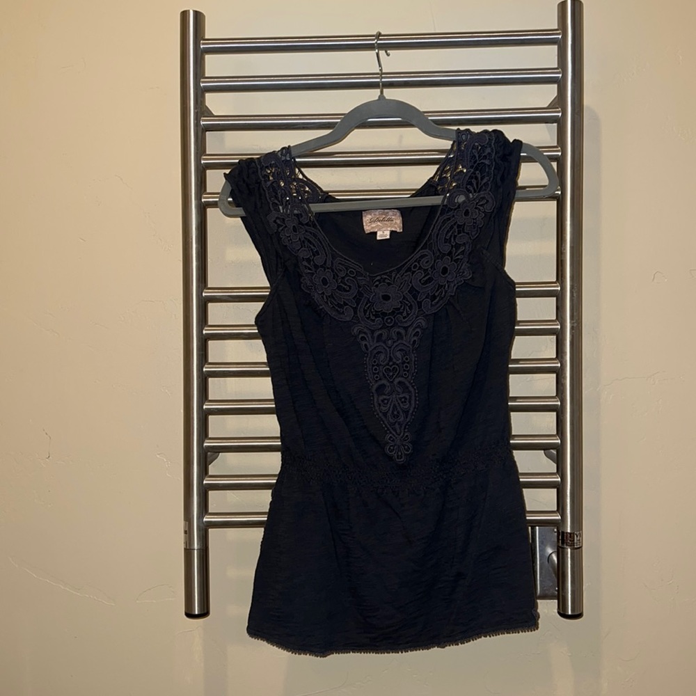 Deletta from Anthropologie cotton knit peplum top